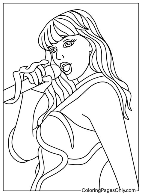 Taylor Swift is singing - Free Printable Coloring Pages