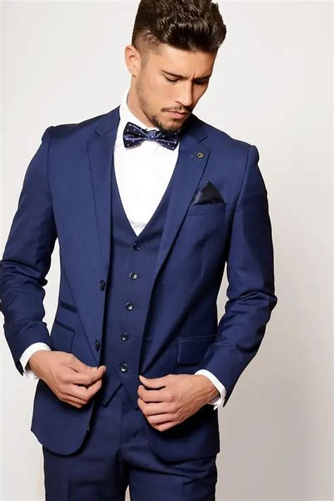 Latest Coat Pant Designs Navy Blue Men Suit Slim Fit Skinny 3 Piece