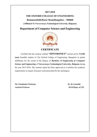 Vtu Seminar Report Front Pages Latest Pdf