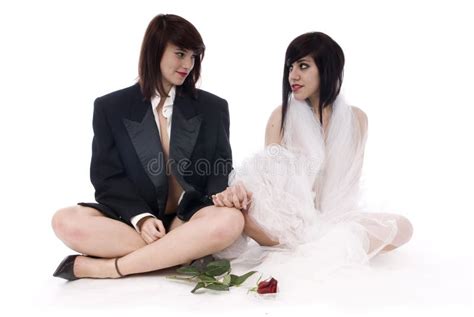 Couple Of Lesbian Woman In Love Isolated Stock Image Image Of Enjoy