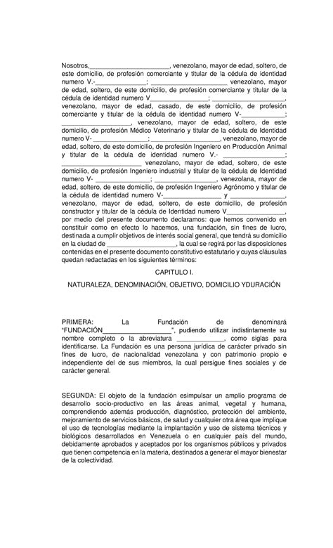 Modelo Fundacion Acta Constitutiva Nosotros Venezolano