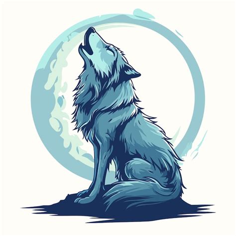 Lobo E Lua Desenho - Ilustração de um lobo uivando na frente de uma lua cheia | Vetor Premium