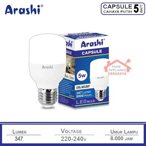 Jual Arashi Lampu Led Capsule W W W W W W W Cahaya Putih