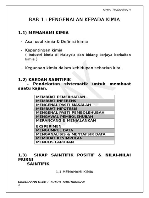 Nota Kimia Bab 1 T4 Mak Pdf