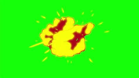 4K Hand Drawn Cartoon Explosion Fire Animation, Green screen (Chroma ...