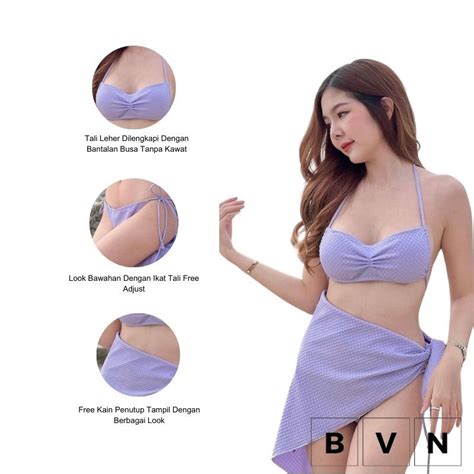 Jual Bvn Swimsuit Bikini Baju Renang Wanita Dengan Selendang Model Backless Import Premium