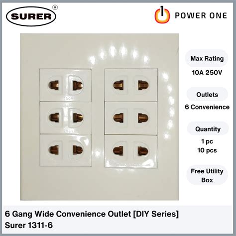 Surer 1311 6 6 Gang Wide Convenience Outlet With Utility Box DIY