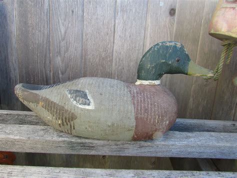 Antique Victor Mallard Duck Decoy With Glass Eyes Hand Carved Etsy