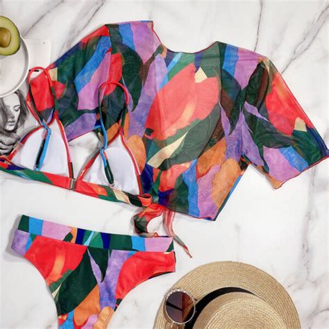 Sexy Knotted Straps Neck Backless Raised Waist Bikini Swimwear Td Mercado