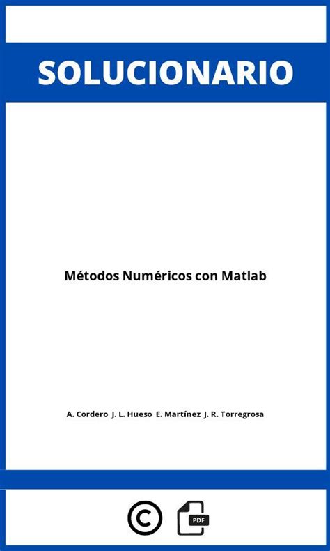 Solucionario M Todos Num Ricos Con Matlab