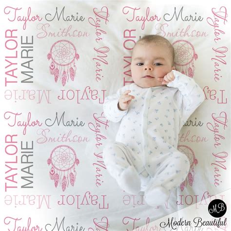 Dream Catcher Baby Blanket Dream Catcher Girl Name Blanket Etsy
