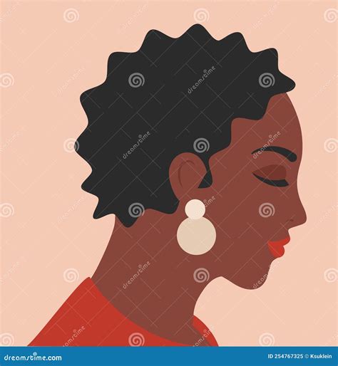 African American Woman Portrait In Minimal Style Black Female Face