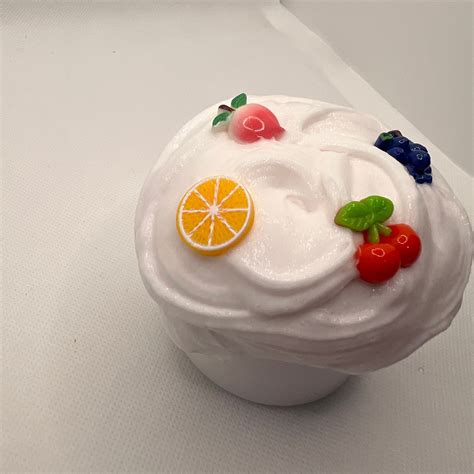 Snow Slush, White Snow Slime With Fruit Charms, Great Texture! Slime
