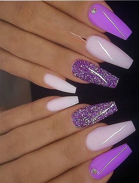 Acrylic Nail Designs Ombre Light Purple Coffin - Tips Color Short Acrylic Nails