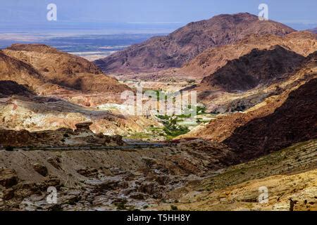 View of Abarim mountain range from Tafilah Highway, Dead Sea depression ...