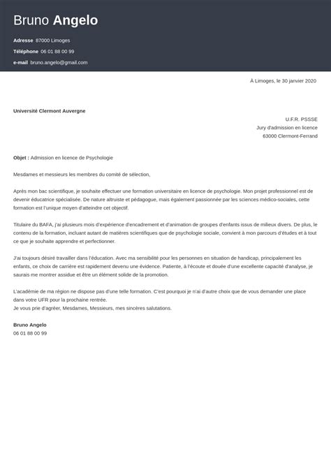 Lettre De Motivation Exemple Pour Universit Comment R Diger La