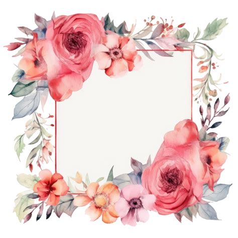 Watercolor Floral Frame Cutout 23438484 Png