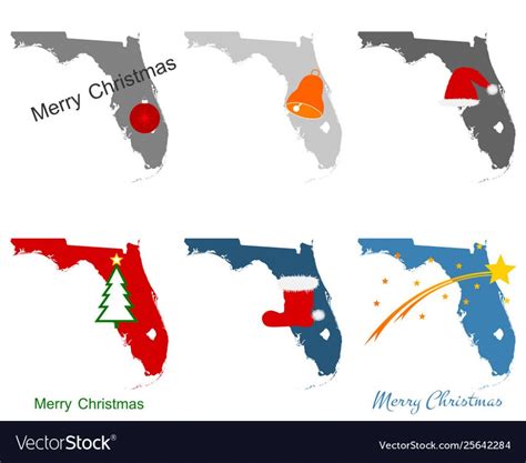 Maps Florida With Christmas Symbols - Christmas Florida Map | Printable ...