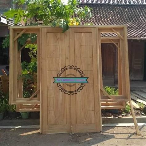 Jual Set Pintu Kusen Jendela Kaca Rumah Jati Model Minimalis Mentahan