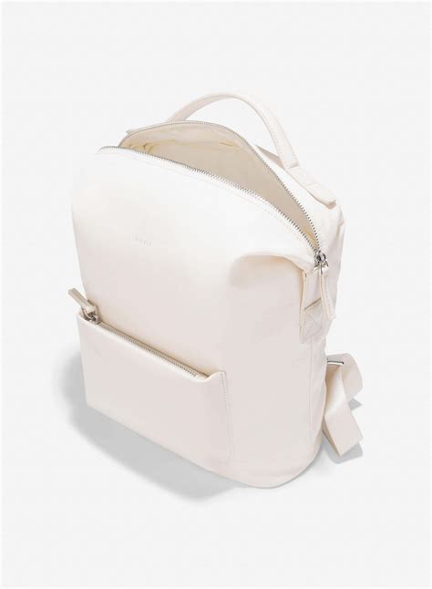 Leather Trim Parachute Fabric Backpack Bak 0207 Cream Vascara