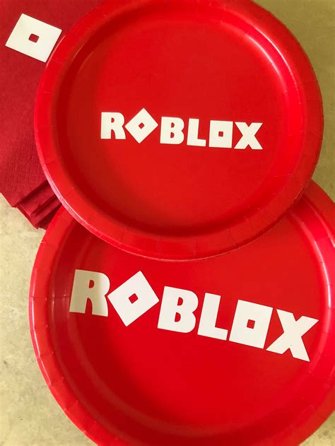 Red Roblox Birthday Party Pack Plates Cups Napkins Favor Bags Etsy