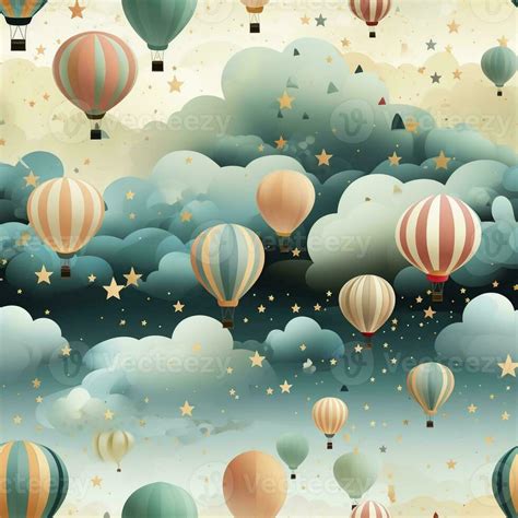 Cute Hot Air Balloons Seamless Pattern Created With Generative Ai Stock Photo At Vecteezy