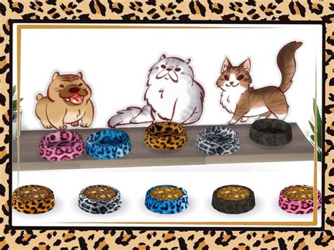 The Sims Resource Leopard Print Pet Food Bowl Recolor Reqires Cats And Dogs