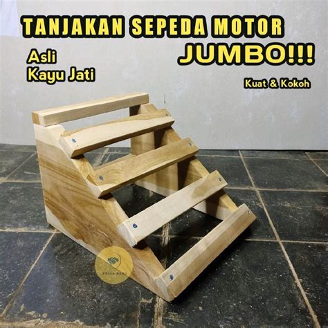 Jual UKURAN BESAR Tanjakan Tatakan Sepeda Motor BISA CUSTOM Asli Kayu