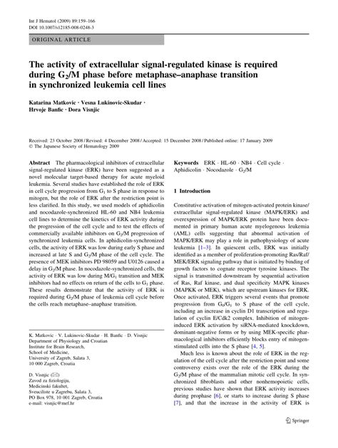 (PDF) The activity of extracellular signal-regulated kinase is required ...