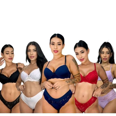 Kit c 6 conjuntos Lingerie Premium Barata De Fábrica revenda Lingerie Atacado Cores Variadas