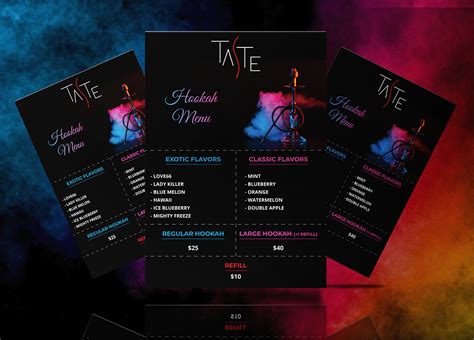 Hookah Lounge Bar Menu on Behance