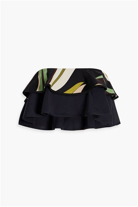 PUCCI Ruffled Printed Bandeau Bikini Top THE OUTNET