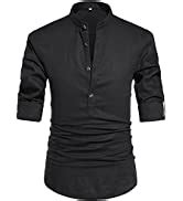 Nitagut Mens Fashion Casual Front Placket Basic Long Short Sleeve