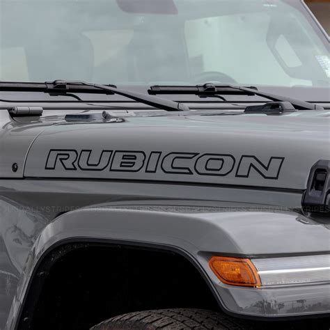 Rubicon outlined hood vinyl decal set for 2018-2023 Jeep Wrangler JL ...