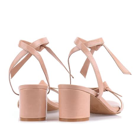 Sandália Salto Médio Nude UZA Shoes Sapatos Femininos