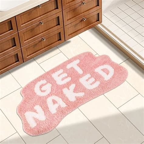 BOVEU Get Naked Bath Mat Cute Bathroom Rugs Non Slip Water Absorbent Bath Rugs Funny Bathroom