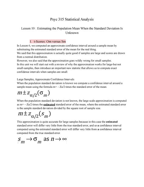 Psyc Lesson Psyc Statistical Analysis Lesson