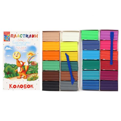 Пластилин, 24 цвета, 600 гр, 2 стека, картонная коробка, Бабушкины ...