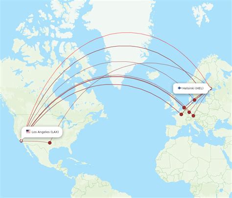 All Flight Routes From Helsinki To Los Angeles Hel To Lax Flight Routes