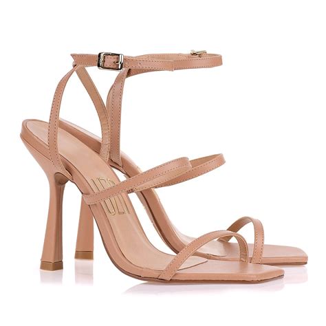 Sandália Salto Alto New Couro Nude UZA Shoes Sapatos Femininos
