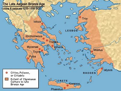 late bronze agemycenaean age  map depicting  major cities