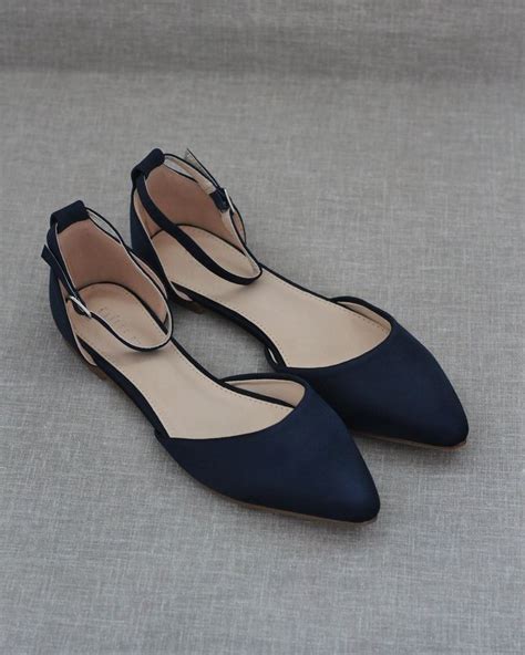 Satin Pointy Toe Flats With Ankle Strap Flat Shoes Women Pointy Toe