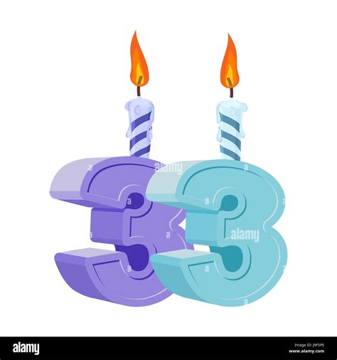 33 Years Birthday Number With Festive Candle For Holiday Cake Thirty Three Anniversary Stock