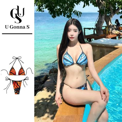 U Gonna S Bikini Set Piece Swimsuit For Women Padded Sexy Outfit Beachwear Fashion Blue