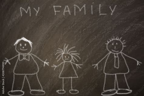 Dibujo De Una Familia Gay En Una Pizarra Stock Photo Adobe Stock