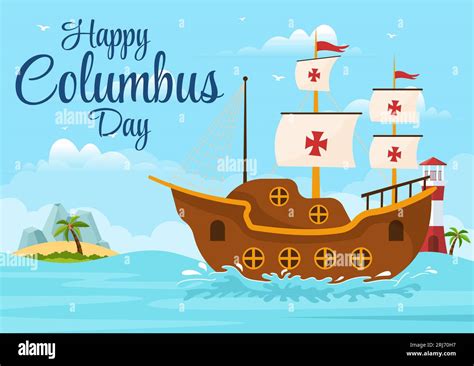 Happy Columbus Day Vector Illustration Of National Usa Holiday With