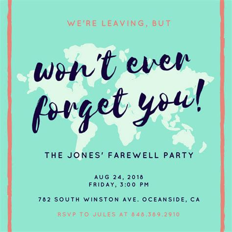 Customize 3999 Farewell Party Invitation Templates Online Canva