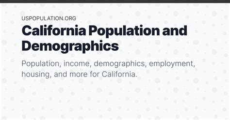 california population income demographics employment housing