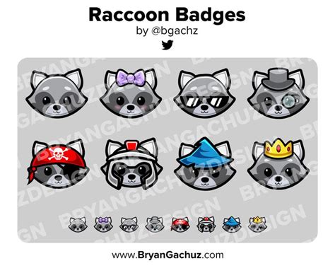 Raccoon Twitch Badges Bit Badges Channel Points Discord Badges Etsy