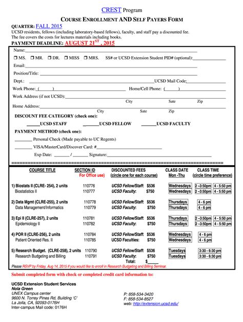 Fa Self Pay Enrollment Form Doc Ctri Ucsd Fill Out Sign Online